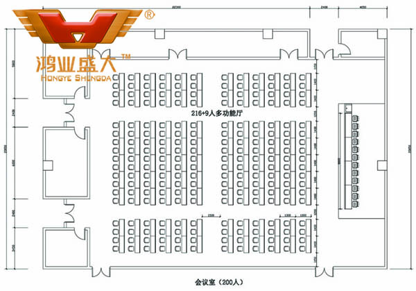 鸿业设计师凭证客户提供尺寸，设计聚会室家具CAD平面图